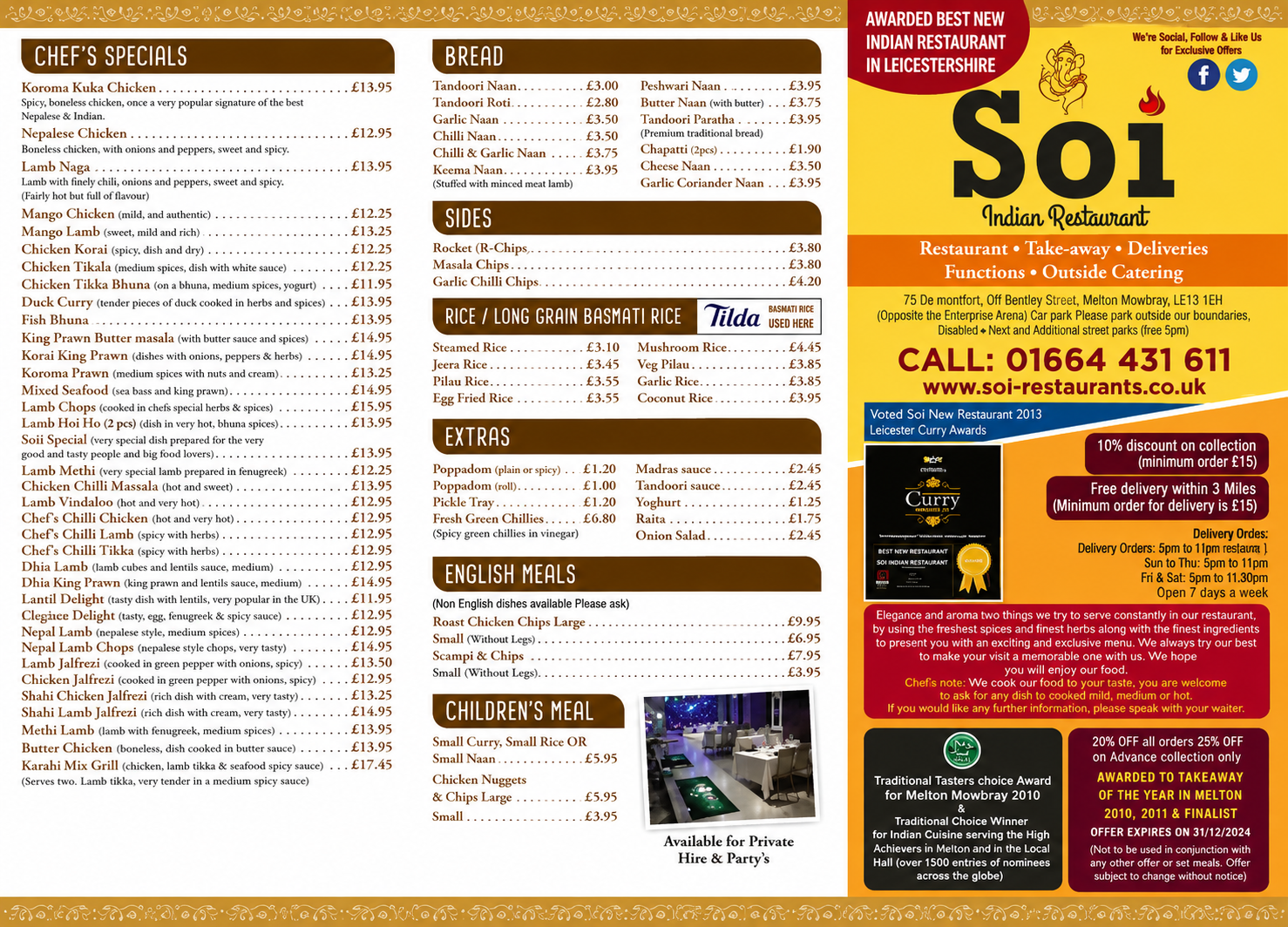 SOI Melton Menu Front